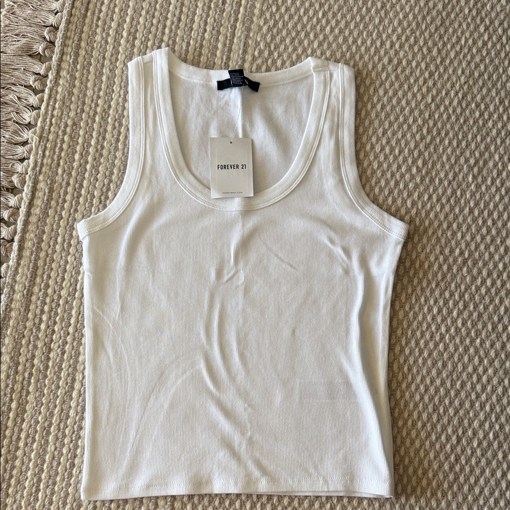 NWT Forever 21 White Ribbed Tank